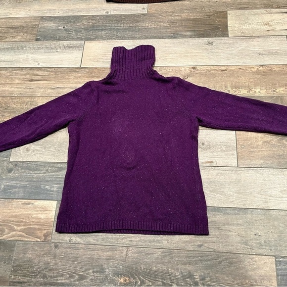 LL Bean Womens L Thick Chunky Speckled purple Knit Turtleneck Sweater vintage - Picture 6 of 6